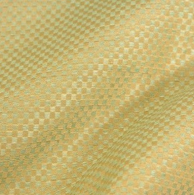 Raw Silk Checks in Green/Gold